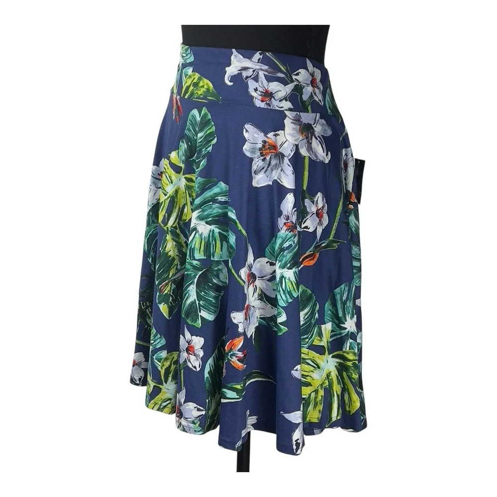 American Living Tropical Palm Print Flare Skirt Size Large Vacation Summer‎
